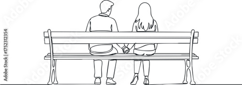 A couple sitting together on a park bench enjoying their time in a romantic setting.