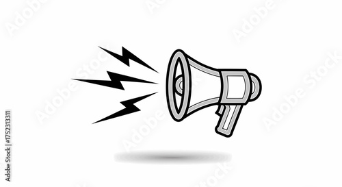 Loudspeaker or bullhorn symbol for public speaking, alert, or important message, simple vector illustration