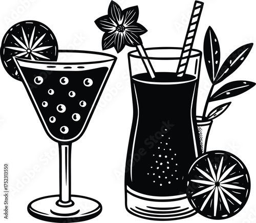 Charming rustic market scene with peddler and shoppers under a tree isolated on transparent background