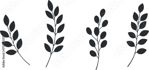 A collection of elegant leaf silhouettes ideal for botanical and floral designs.
