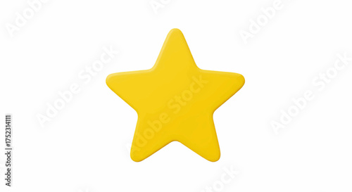 Golden yellow star icon for rating systems, a symbol of quality, success, and achievement, isolated 3D vector illustration