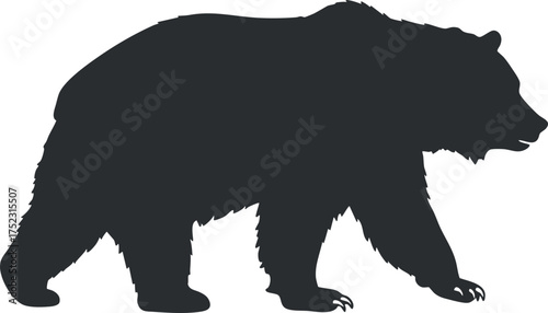 A dark silhouette of a bear showcasing its powerful form and natural essence.