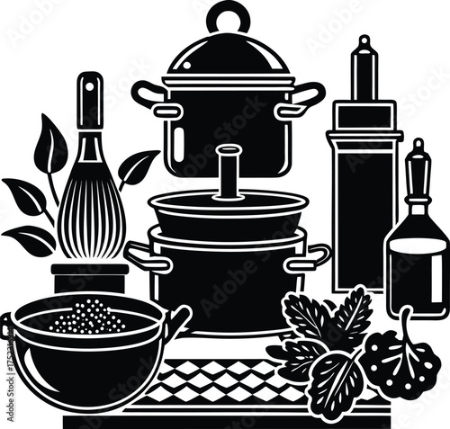 Abstract outline of feminine hygiene product surrounded by delicate botanical elements isolated on transparent background