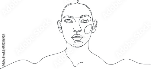 Minimalist line art portrait of a woman emphasizing beauty and expression in a contemporary style.
