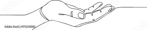 Minimalist line art of an open hand symbolizing support and connection.