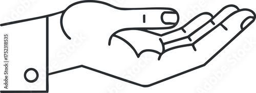 An illustration of an open hand gesture symbolizing invitation or support.