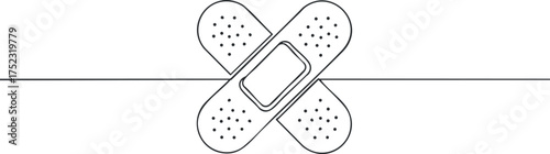 Illustration of two overlapping bandages representing first aid and wound care.