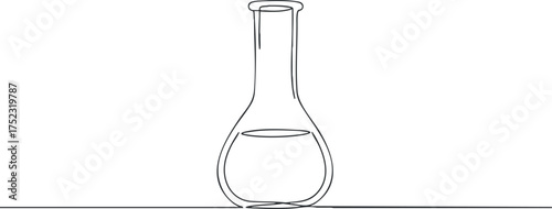 A minimalist outline illustration of a laboratory flask filled with liquid.