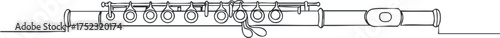 A detailed line art illustration of a flute showcasing its design and features.