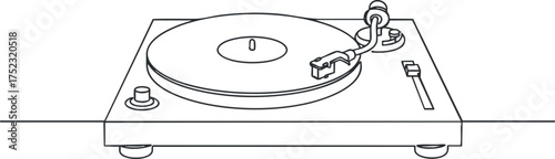 A minimalist illustration of a turntable showcasing its design and functionality for music lovers.