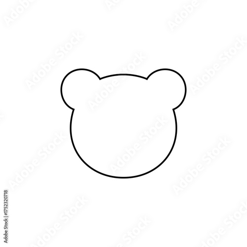 Simple teddy bear head outline icon vector flat design on white background.