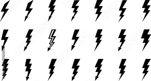 Black Lightning Bolt Silhouette Icons Energy & Power Graphics