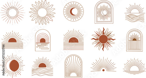 Celestial Collection Sun and Moon Designs for Art and Design Projects