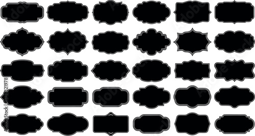 Collection of Various Decorative Silhouette Frames for Design and Artistic Projects, Emblems Set
