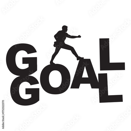 Man Silhouette Stepping Towards a Goal - Ambition and Achievement Concept