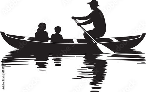 silhouette of a man with a boat
