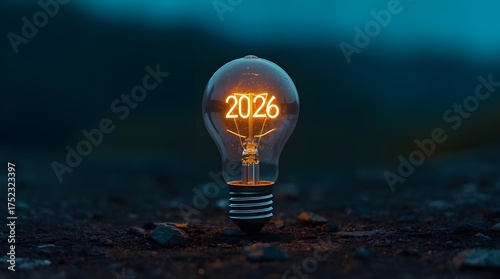 Light bulb showing year 2026 symbolizing future