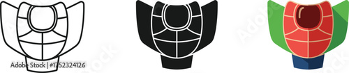 Hockey Goalie Mask Outline Icon Protection and Sports Equipment Vector