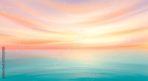 Fototapeta Naklejka Na Ścianę i Meble -  Dreamy ocean landscape with pastel sky and calm water at sunset time