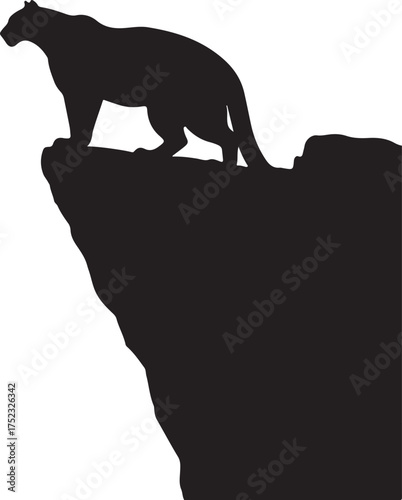 Black panther on cliff edge silhouette animal wild