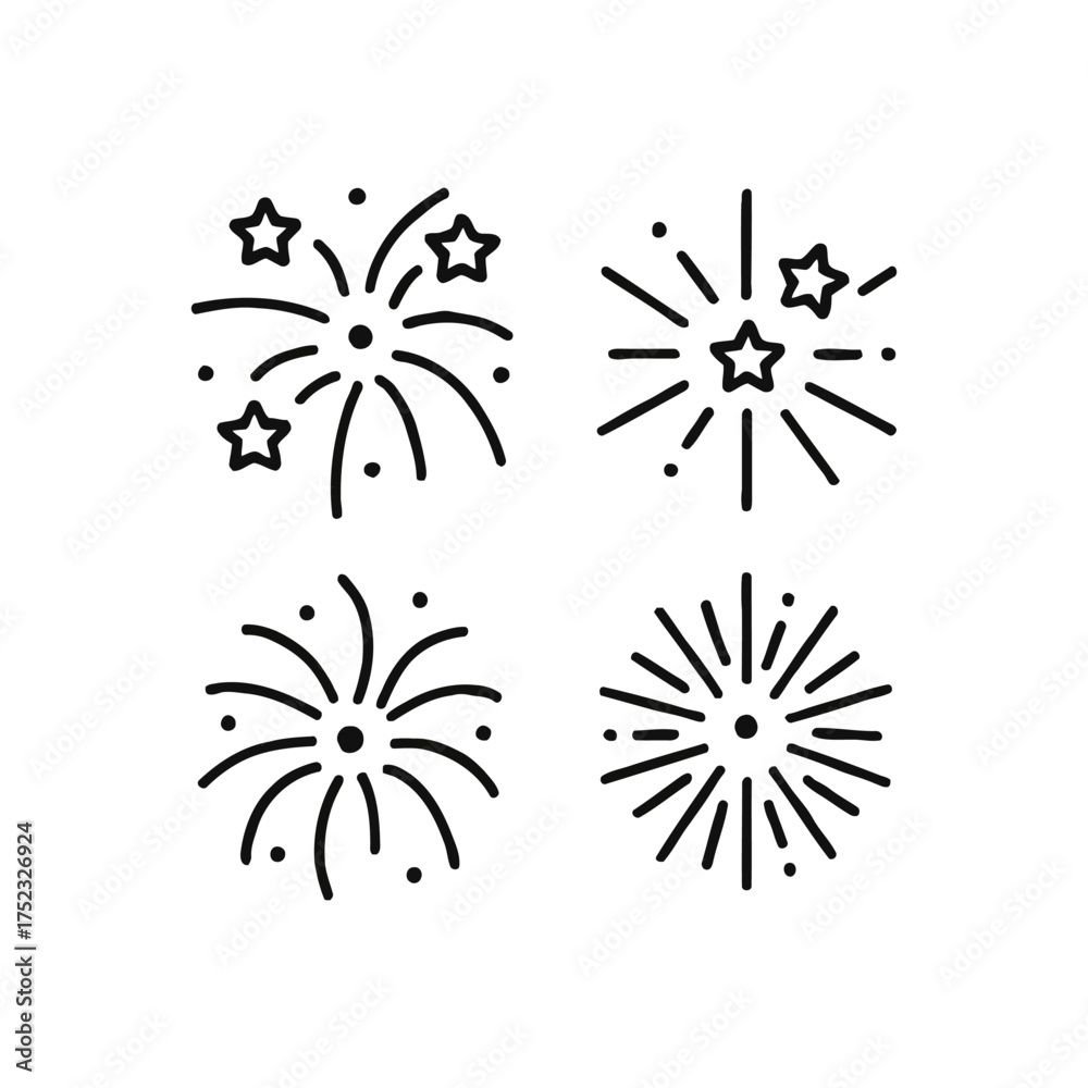Obraz premium Sparkling Fireworks Celebrate with Festive Vector Icons