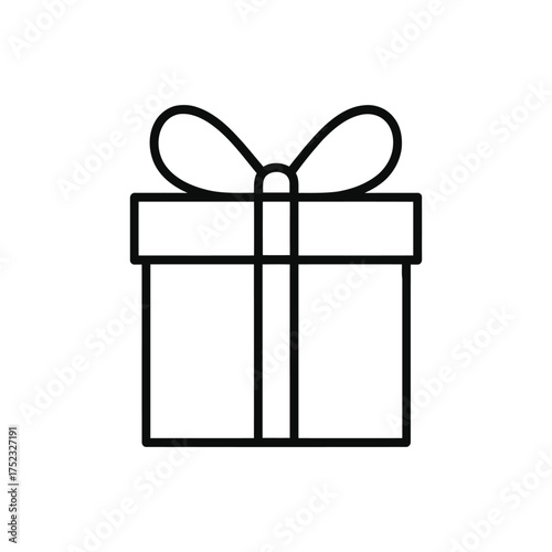 A clean, minimalist icon of a gift box with a bow, perfect for various designs