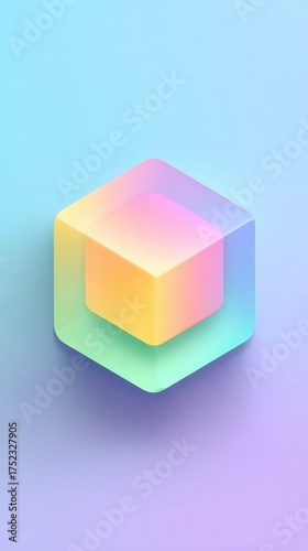 Abstract 3D Cube Composition with Gradient Colors and Shadows.