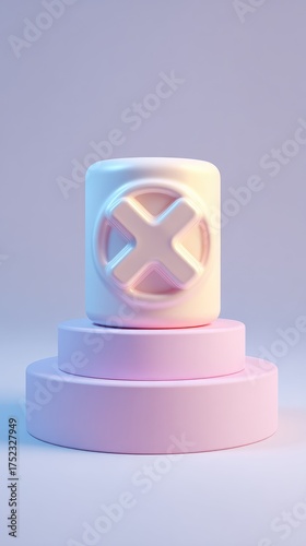 Abstract 3D Rendered Object on a Minimalist Pedestal.