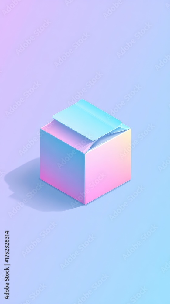 Fototapeta premium Abstract Cube with Pastel Colors and Shadow.