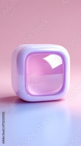 Abstract cube with pink and purple color scheme.