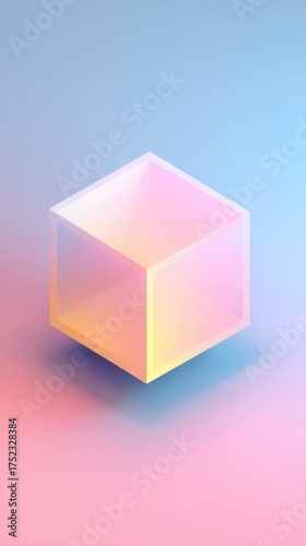 Abstract cube with pastel colors and soft gradients.