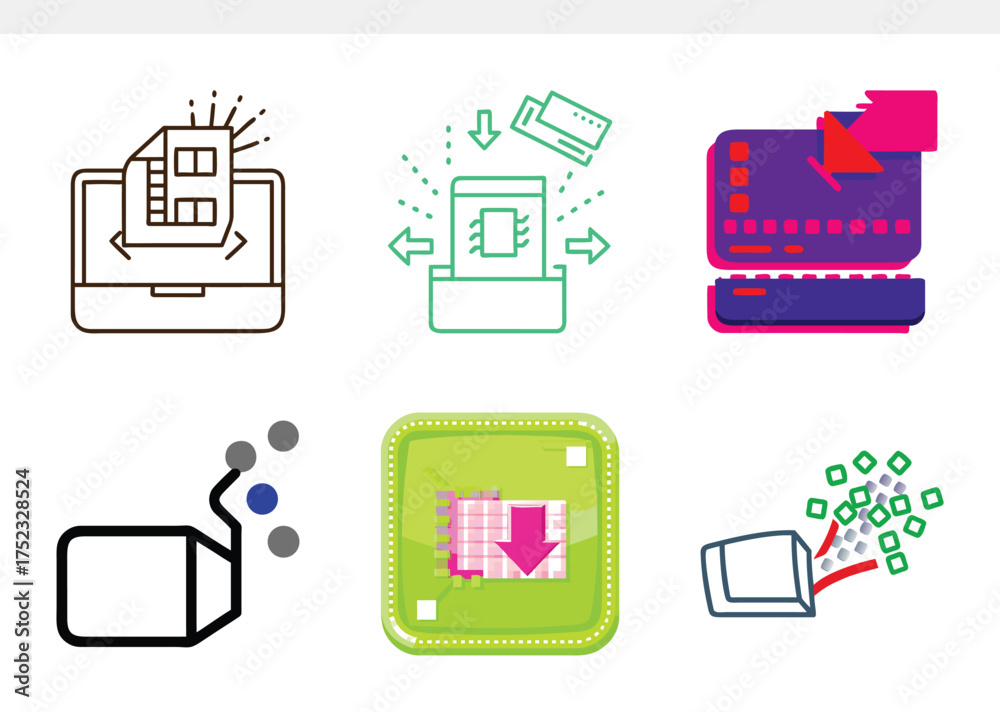Fototapeta premium Model Training Icon – Dumbbell Made of Data Blocks Representing AI Learning Process