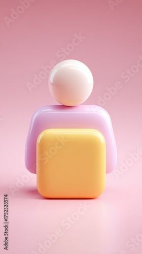 Abstract geometric shapes composition on a pink background.