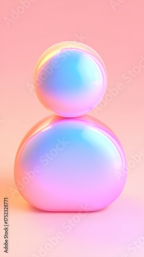 Abstract iridescent spheres on a pastel pink background.