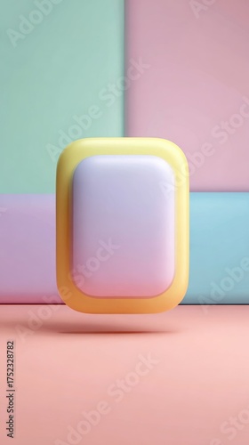 Abstract minimalist design with soft pastel colors and a square shape.