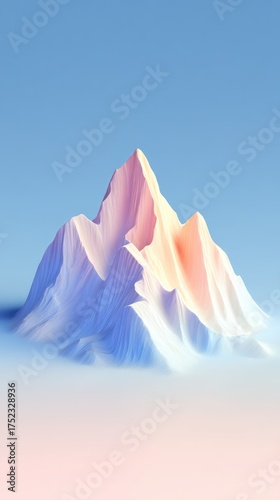 Abstract Mountain Peak with Pastel Colors and Soft Lighting.
