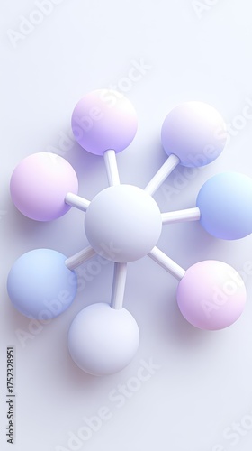 Abstract molecular structure in pastel colors, scientific concept.