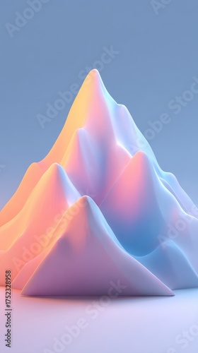 Abstract Mountain Range with Pastel Colors and Soft Lighting.