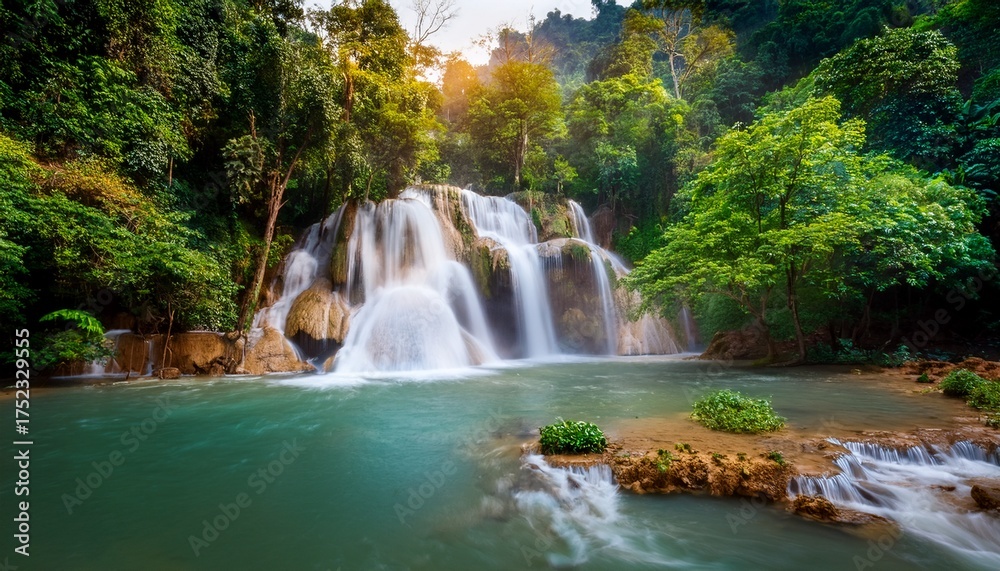 Fototapeta premium thi lo su waterfall stunning rainforest waterfall in tak province thailand