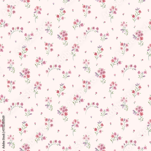 Tiny flower pattern. Ditsy floral seamless pattern. Small little flower background. Hand draw repeat pattern. Ditsy print. Wallpaper design. Ditsy floral flower pattern for fashion, fabric, texture