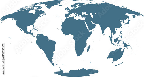 Blue world map showing continents, oceans, and landmasses, geographic representation for global themes