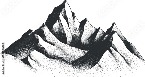 Black and white mountain illustration showcasing artistic design and creative sketch of a peak.