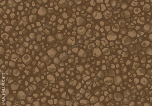 Brown pebble stone ground texture seamless pattern.