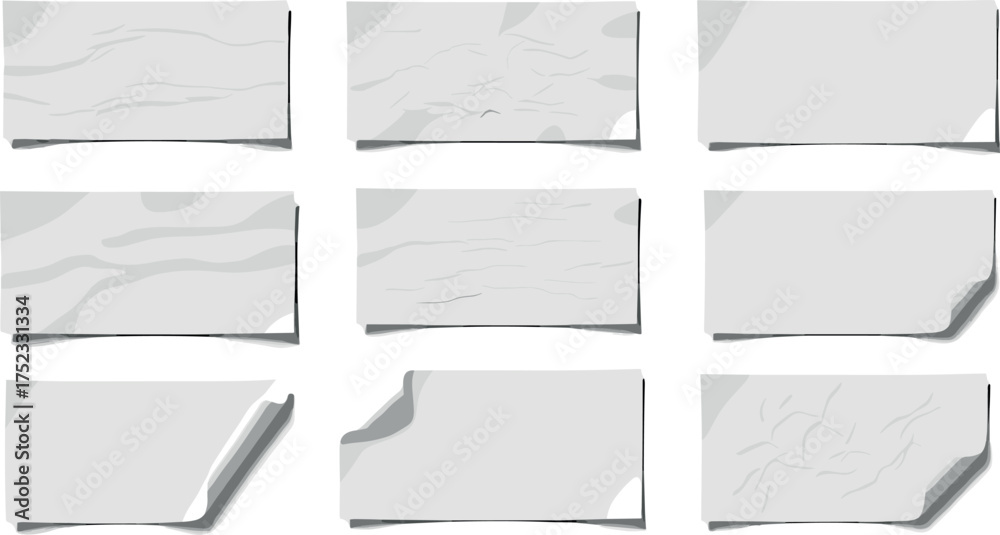 custom made wallpaper toronto digitalVector set of isolated white paper scraps, blank notes with ripped edges and crumpled textures on a white background
