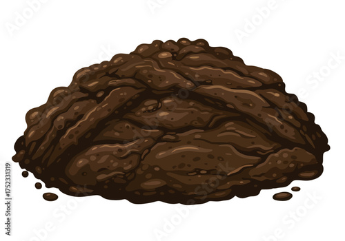 Cartoon Pile of Dark Brown Soil for Gardening.