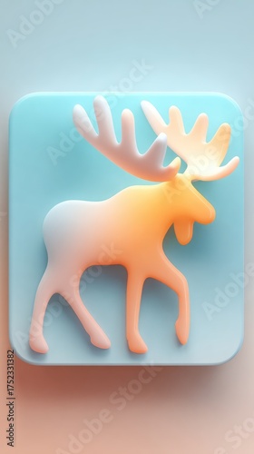 Artistic Moose Illustration on a Blue Square Background.