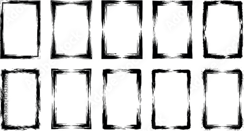 Collection of ten rough, hand-drawn square border designs with a grunge aesthetic, perfect for artistic framing