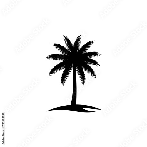 Palm tree silhouette isolated on white background