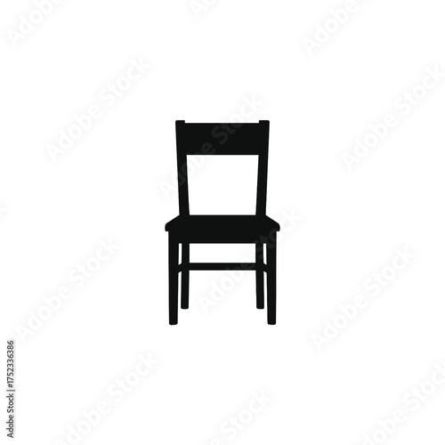 Straight-Back Wooden Dining Chair – Front View Silhouette