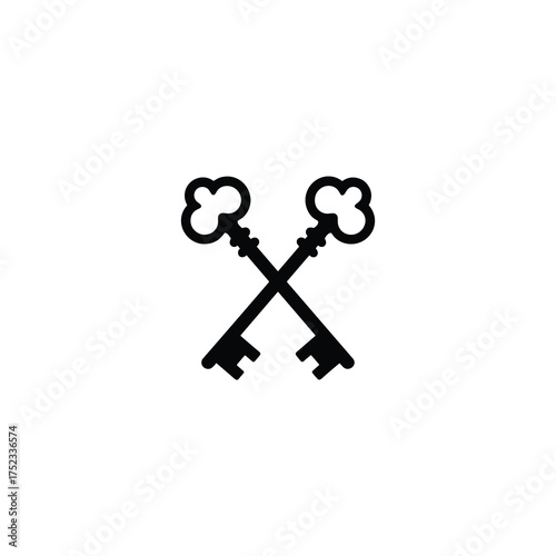 Crossed Antique Keys – Heraldic Crest Silhouette Vector